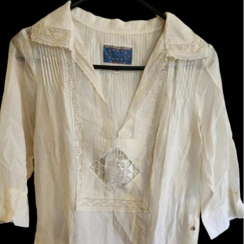 BURNING TORCH, LONG SLEEVE BLOUSE, IVORY